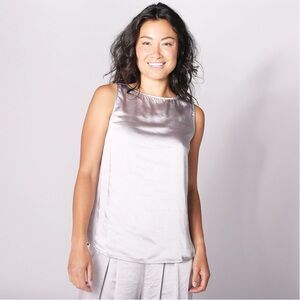 MarlaWynne Silver Satin Tank Top